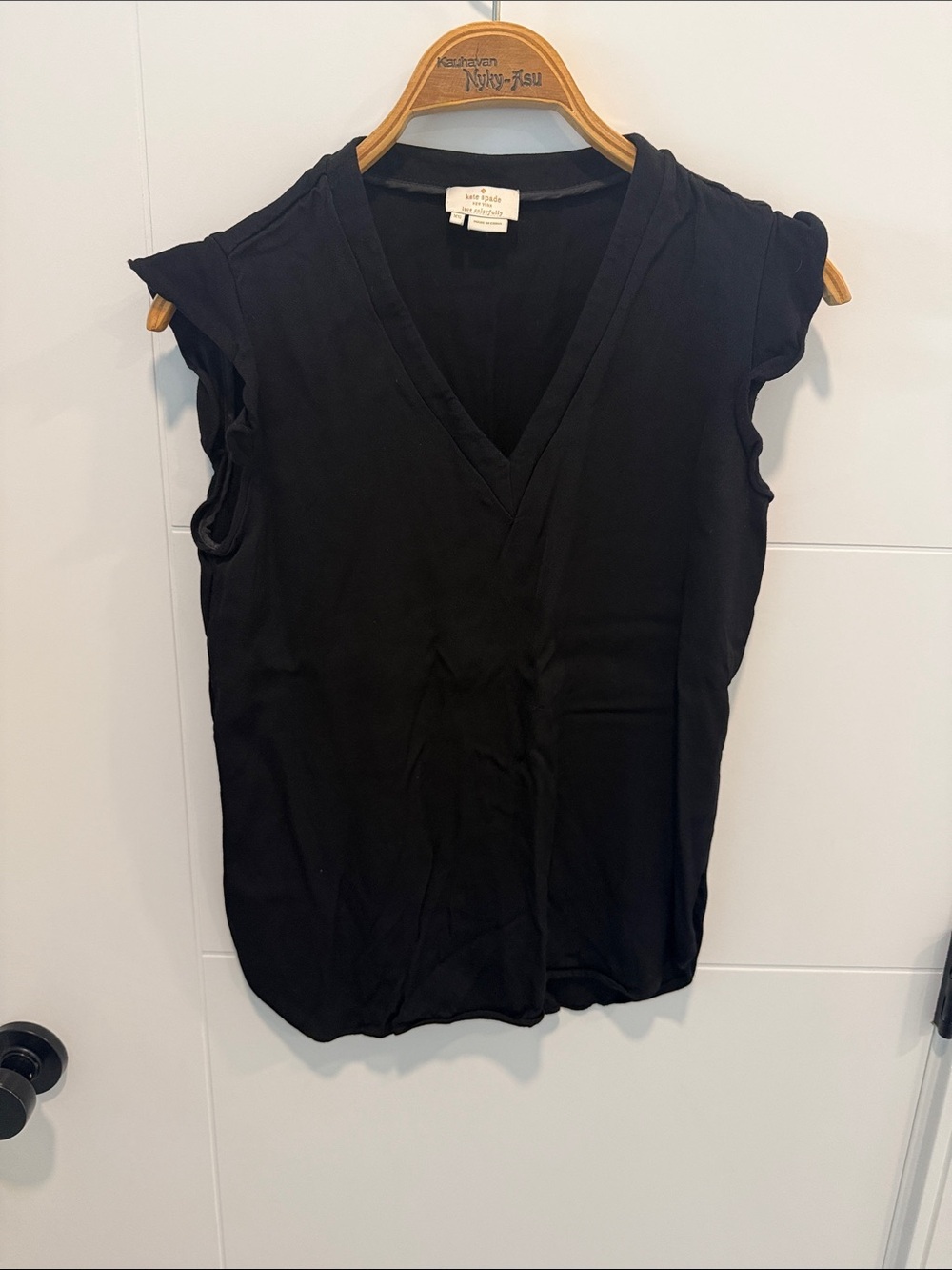 kate spade Black V-Neck Cap Sleeve Blouse